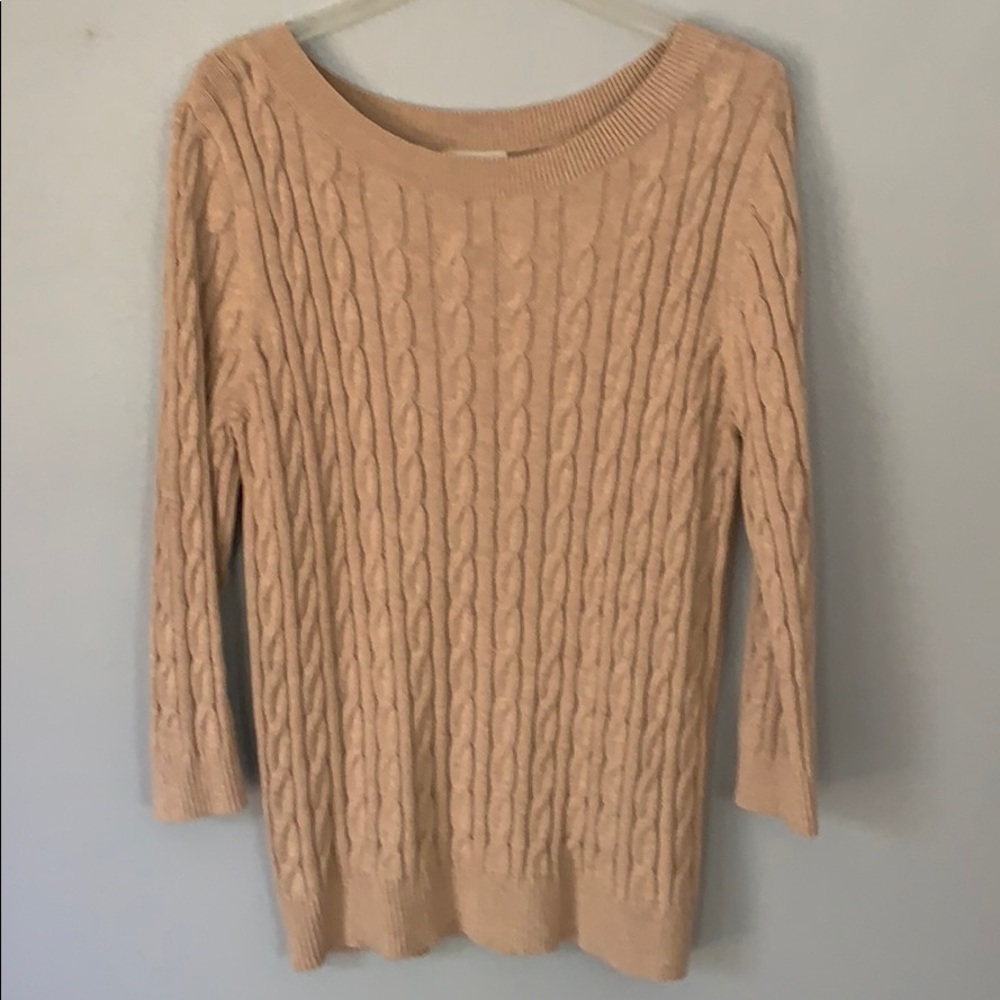 Loft Cable Knit, Scoop Neck, Long Sleeve Sweater